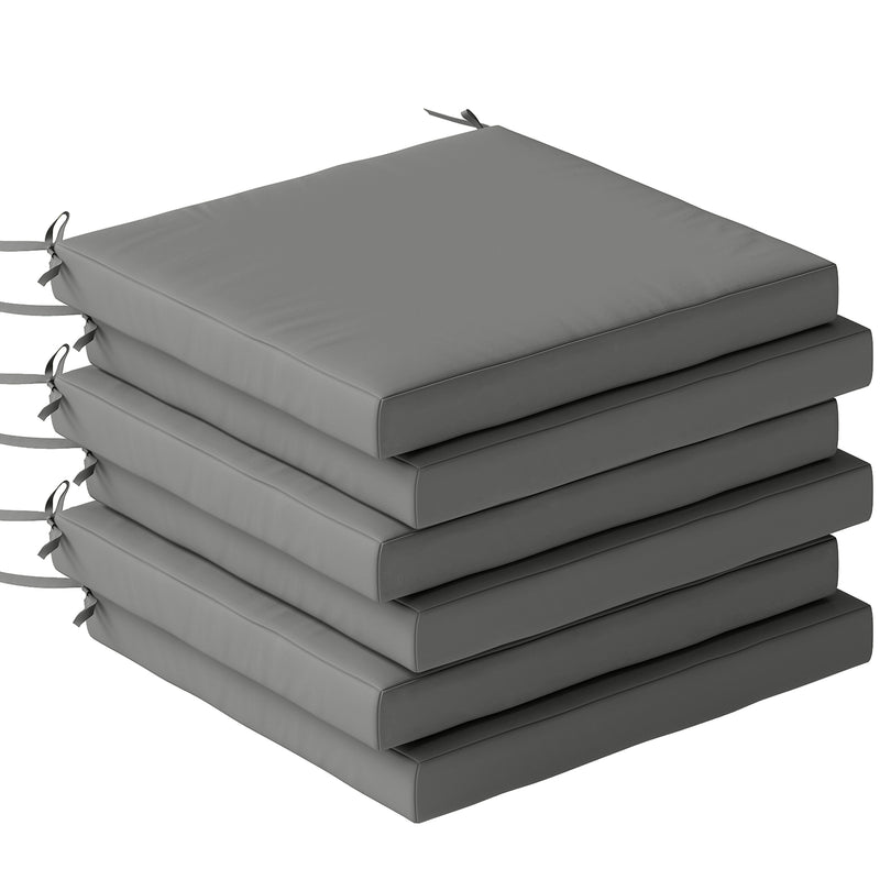 Outdoor Seat Cushions Set of 6 for Comfortable Garden Chairs Water-Repellent Dark Grey Outsunny