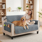 2 Seater Waterproof Pet Sofa Cover with Pockets for Easy Organisation Grey AOSOM