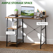 Industrial Style Brown and Black Work Desk with Storage Shelves for Home Office Use