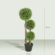 Artificial Boxwood Topiary Tree Set of 2 in Pots for Indoor and Outdoor Decor Green