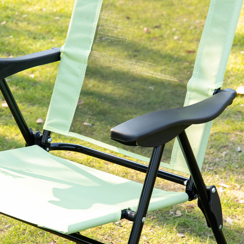 Set of 2 Folding Recliner Sun Loungers with Adjustable Backrest for Garden Use Green Outsunny