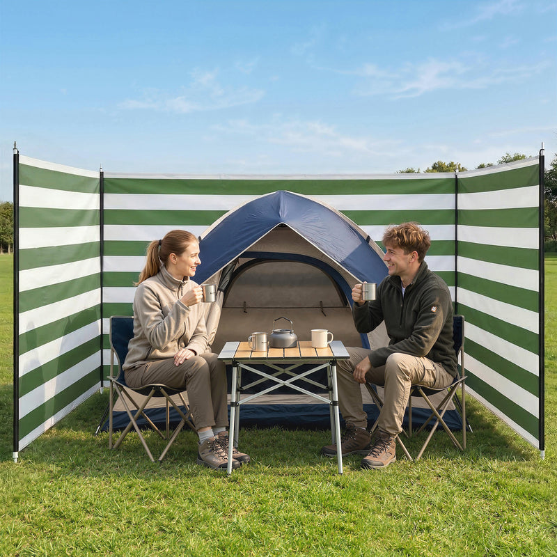 Outdoor Windbreak for Camping and Beach Shelter with Steel Poles and Carry Bag Army Green