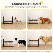 Adjustable Elevated Dog Feeder With 4 Heights And Angled Bowls For All Breeds Brown AOSOM