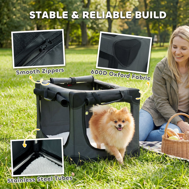 Foldable Soft Dog Travel Crate for Small Dogs Up to 4 kg Easy Storage Army Green AOSOM