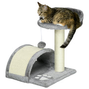 Cat Tree Activity Centre With Sisal Scratching Post and Toy Ball for Kittens Grey