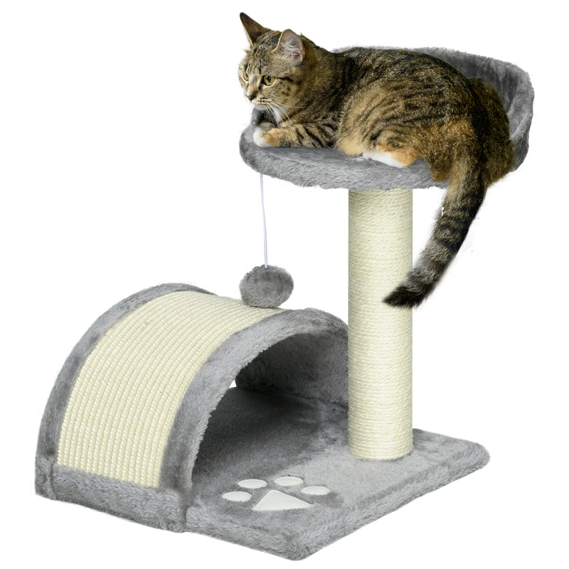 Cat Tree Activity Centre With Sisal Scratching Post and Toy Ball for Kittens Grey