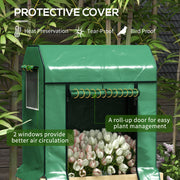 Raised Wooden Planter Box with Greenhouse Cover Ideal for Growing Vegetables and Herbs Natural