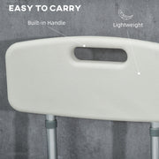 Height Adjustable Shower Chair with Padded Seat and Armrests for Elderly and Disabled, White