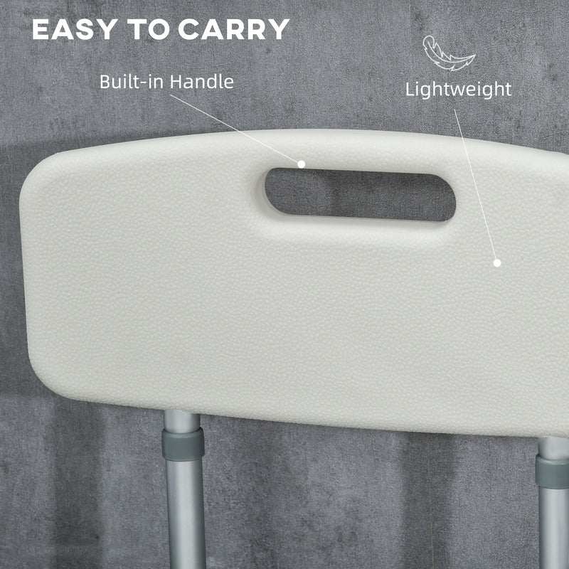 Height Adjustable Shower Chair with Padded Seat and Armrests for Elderly and Disabled, White