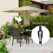LED Garden Parasol with Adjustable UPF 50+ Shade and Solar Lighting for Day and Night Use Outsunny