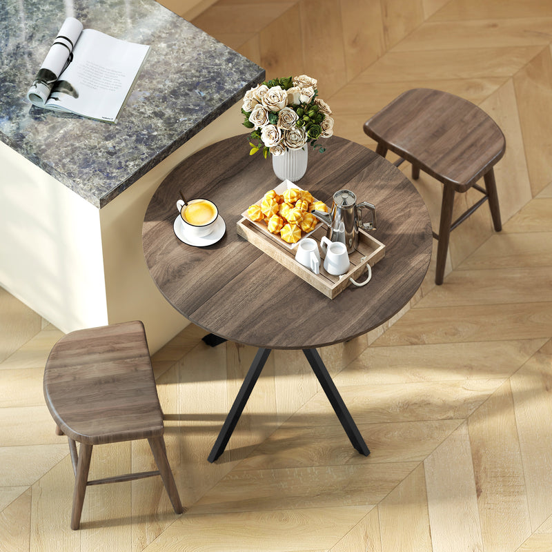 Round Dining Table with Adjustable Feet for Stable Family Meals Brown