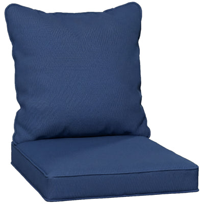 Outdoor Chair Cushion Set with Thick Padding and Washable Covers Dark Blue Outsunny
