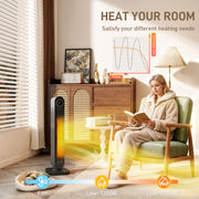 2000W Ceramic Electric Heater with Fan Timer Remote Control and Oscillation for Home or Office Black