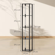 Black Floor Lamp with Shelves 4 Tier Dimmable Stand Light with Foot Switch for Living Room