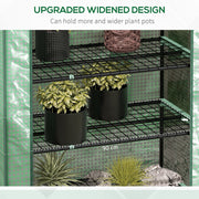 5 Tier Portable Mini Greenhouse with Roll Up Door and Shelves for Indoor Outdoor Use Green