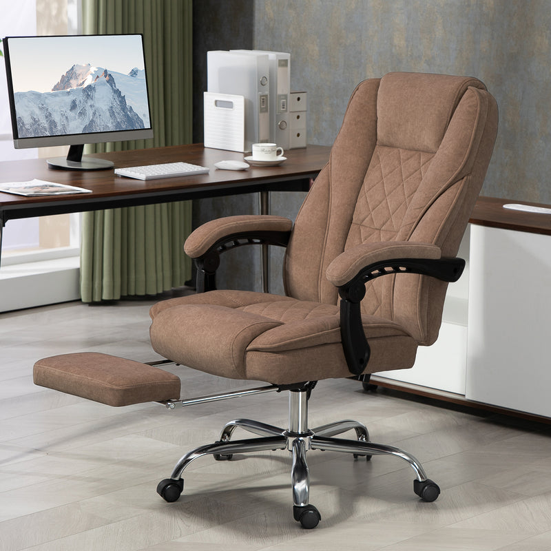 Heated Reclining Massage Office Chair with Footrest and Adjustable Height for Home Desk, Brown