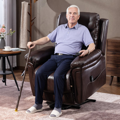 Electric Power Lift Recliner Chair with Massage Heat and USB for Elderly Comfort, Brown Homcom