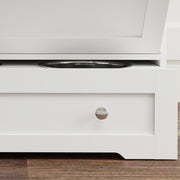 Dog Feeding Station with Raised Bowls Storage Cabinets and Hooks for Food and Supplies