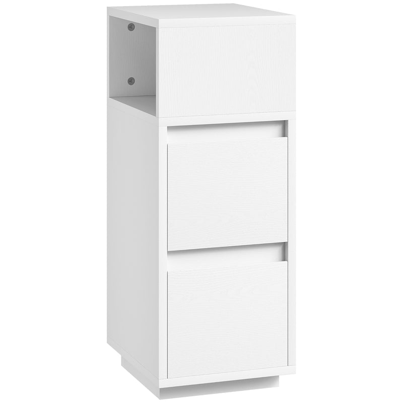 Slim Bedside Table with Drawers and Open Shelf for Small Bedrooms
