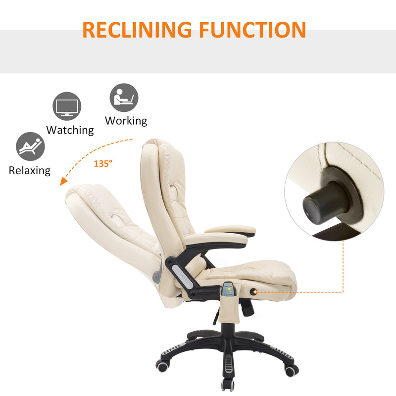 Massage Office Chair with Heat and Adjustable Recline for All Day Comfort Beige