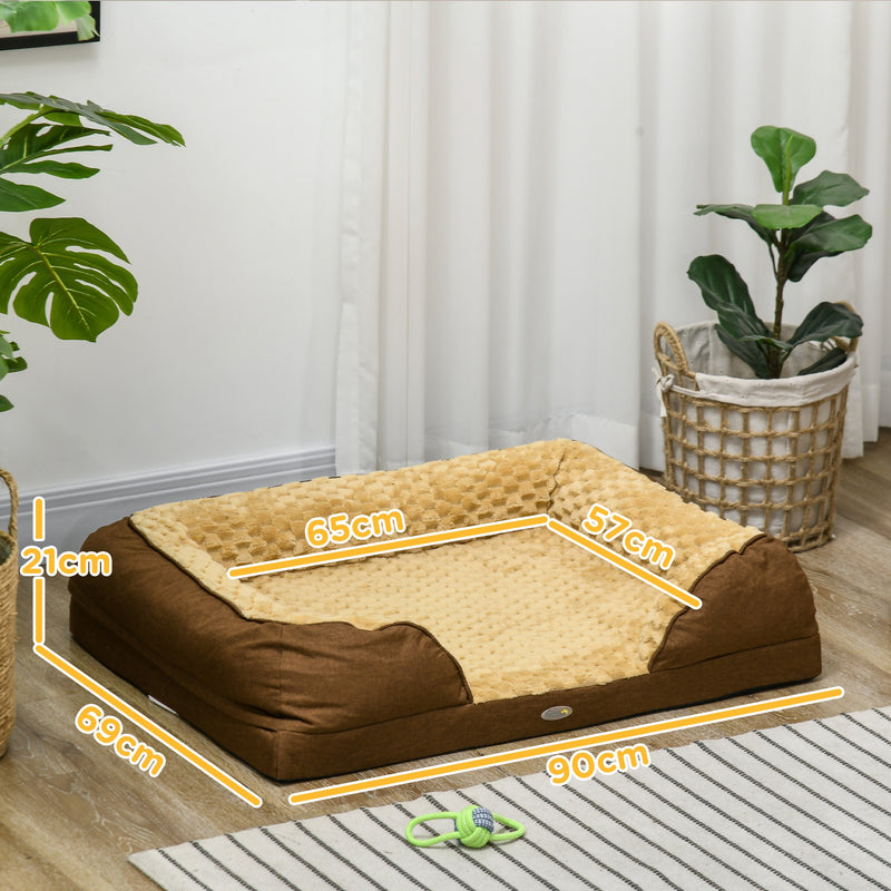 Calming Dog Bed Mattress for Medium Dogs with Removable Cover and Anti Slip Base Brown