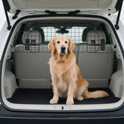 Adjustable Dog Car Guard Boot Barrier with Metal Mesh for Safe Travel, Black AOSOM