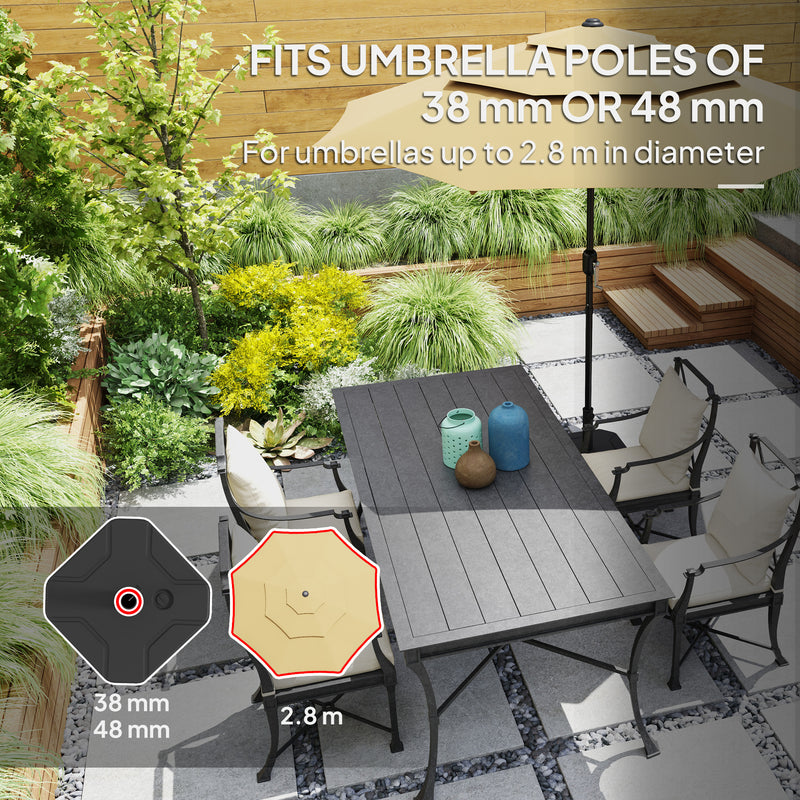 Square Garden Parasol Base Heavy Duty Umbrella Stand Holds Up to 25kg Black by Outsunny