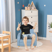 Kids High Back Armchair with Wooden Frame and Non Slip Legs for Bedroom or Playroom, Blue