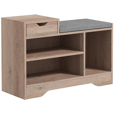 Grey Multi Compartment Shoe Bench with Cushioned Seat by HOMCOM