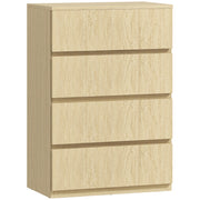 Chest of Drawers with 4 Spacious Handleless Drawers for Bedroom Storage Natural Wood AOSOM