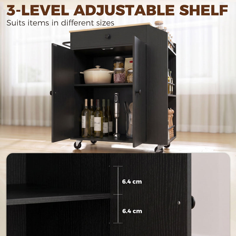 Cabinet with a 3-level adjustable shelf and 6.4 cm height steps close-up