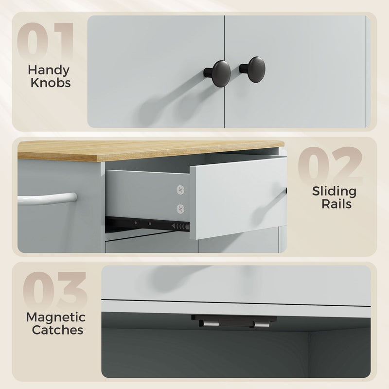 Handy knobs, sliding rails and magnetic catches detail panel