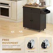 Diagram of the four castors, two with locking brakes, for easy kitchen island movement