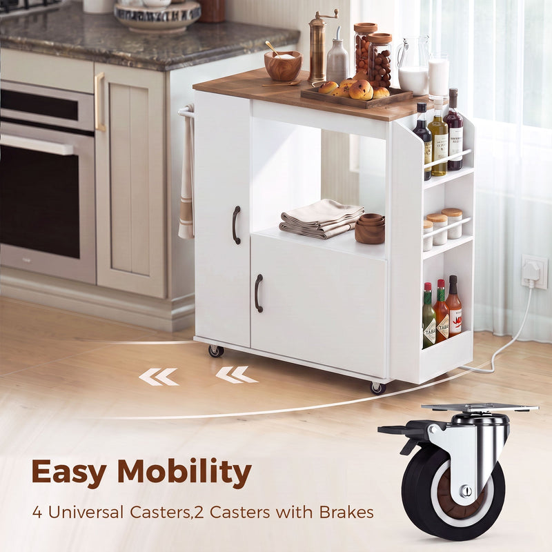 Feature panel showing the four swivel casters, two with brakes, for easy mobility