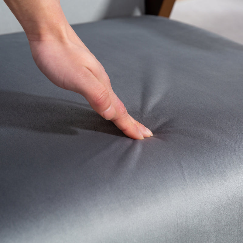 Grey Upholstered Velvet Armchair With Solid Wood Frame and Padded Seat by HOMCOM