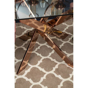 Rose gold rectangular dining table, studio side angle