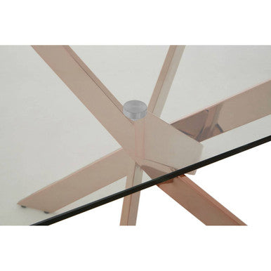 Rose gold rectangular dining table base detail, studio shot
