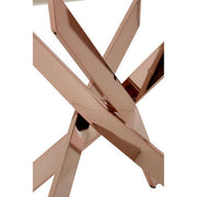 Rose gold rectangular dining table leg detail, studio shot
