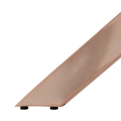 Rose gold rectangular dining table, studio angled view