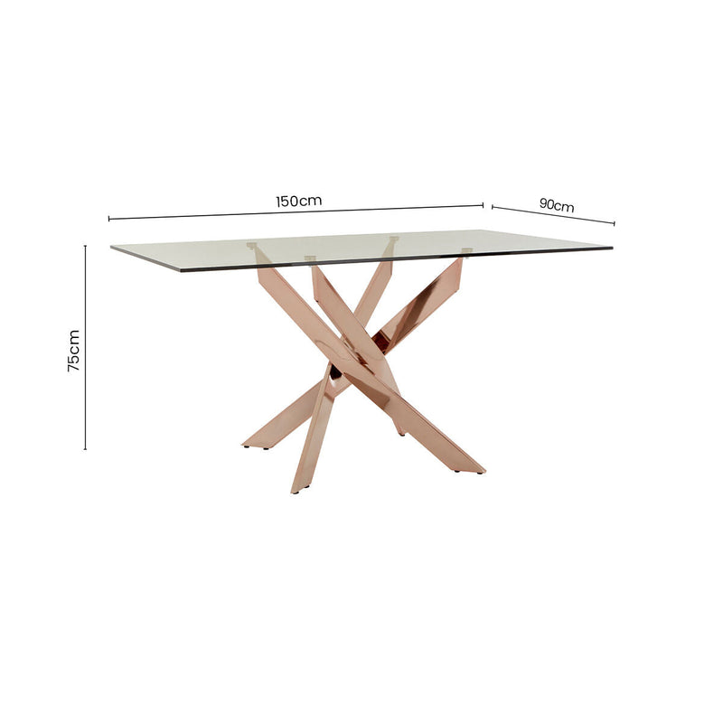 Rose gold rectangular dining table dimensions diagram