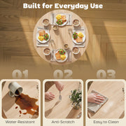Overhead view of the table set for breakfast with water-resistant, anti-scratch and easy-to-clean surface steps