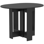 Homcom oval folding drop-leaf dining table in black, studio shot
