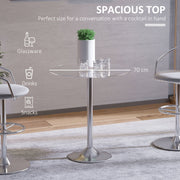Table styled with drinks and snacks, callout showing the 70cm spacious top