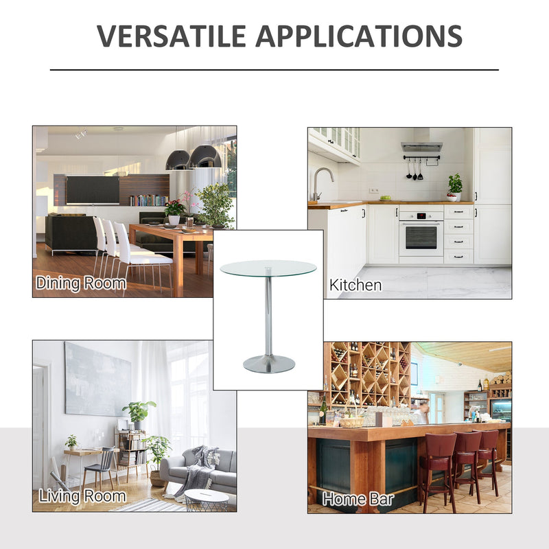 Collage showing versatile use in a dining room, kitchen, living room and home bar