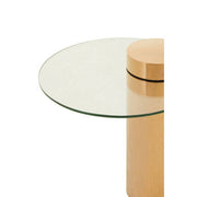 Close-up of the polished edge of the round tempered glass top