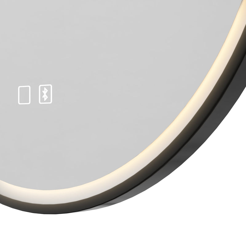 Close-up of the touch controls and lit edge on the lower part of the mirror