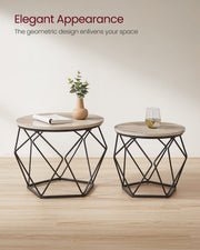 Lifestyle photo of the coffee table set in a bright room labelled Elegant Appearance