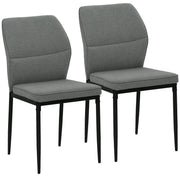 Grey Velvet Dining Chairs Set of 2 with Curved Back and Metal Legs for Dining Room