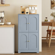 Pantry Storage Cabinet with Adjustable Shelves for Kitchen or Bathroom Organisation Grey AOSOM