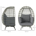 Charcoal Grey Rattan Egg Chair with Cushions and Pillows for Garden or Patio by Outsunny